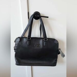 CLÖE Black Faux Leather Handbag – Oversized, 17” Wide – Crossbody Strap